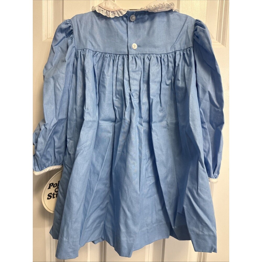 Polly Flinders Brand Blue Long-sleeve Smocked Dress Size 3T Great For Spring - Picture 3 of 5